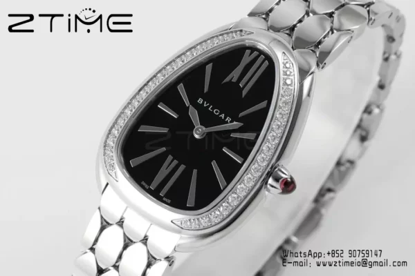 Bvlgari Serpenti Seduttori Watch SS 103449 BVF 1:1 Best Edition Black Dial Diamonds Bezel - スーパークローンウォッチ｜1:1ベストバージョン