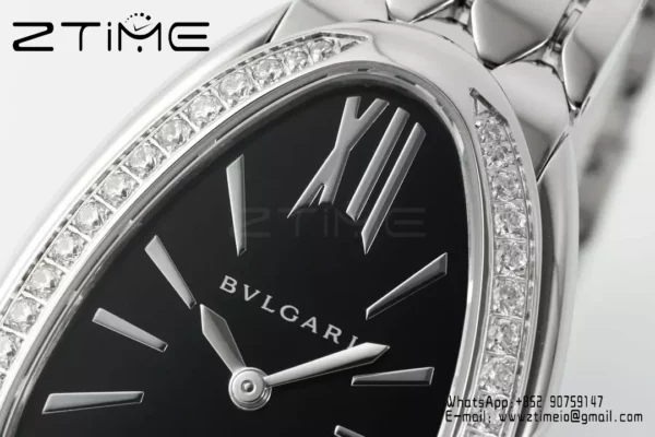 Bvlgari Serpenti Seduttori Watch SS 103449 BVF 1:1 Best Edition Black Dial Diamonds Bezel - スーパークローンウォッチ｜1:1ベストバージョン