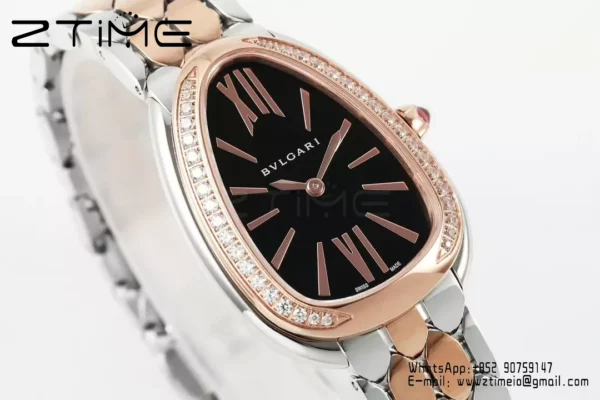 Bvlgari Serpenti Seduttori Watch SS 103450 BVF 1:1 Best Edition Black Dial Diamonds Bezel - Super Clone Watch | 1:1 Best Version