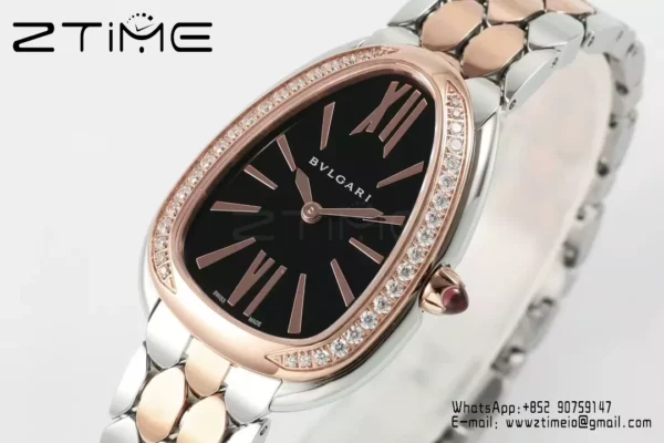 Bvlgari Serpenti Seduttori Watch SS 103450 BVF 1:1 Best Edition Black Dial Diamonds Bezel - Super Clone Watch | 1:1 Best Version