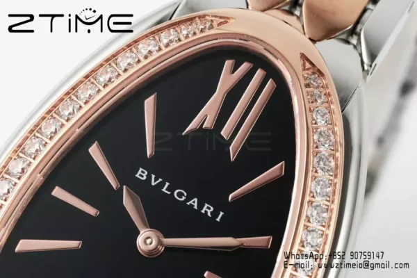 Bvlgari Serpenti Seduttori Watch SS 103450 BVF 1:1 Best Edition Black Dial Diamonds Bezel - Super Clone Watch | 1:1 Best Version