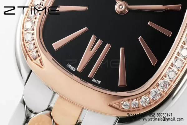 Bvlgari Serpenti Seduttori Watch SS 103450 BVF 1:1 Best Edition Black Dial Diamonds Bezel - Super Clone Watch | 1:1 Best Version