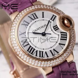CARTIER Ballon Bleu 33mm RG AF 1:1 Best Edition Silver Dial Diamonds Bezel SEIKO NH05A - Super Clone Watch | 1:1 Best Version