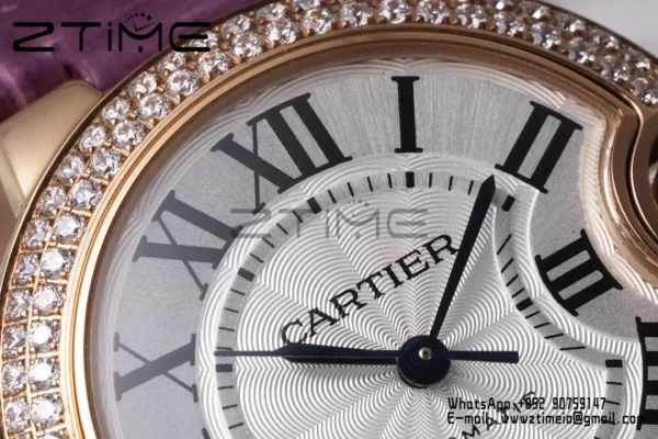 CARTIER Ballon Bleu 33mm RG AF 1:1 Best Edition Silver Dial Diamonds Bezel SEIKO NH05A - Super Clone Watch | 1:1 Best Version