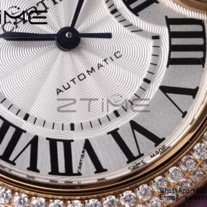 CARTIER Ballon Bleu 33mm RG AF 1:1 Best Edition Silver Dial Diamonds Bezel SEIKO NH05A - Super Clone Watch | 1:1 Best Version