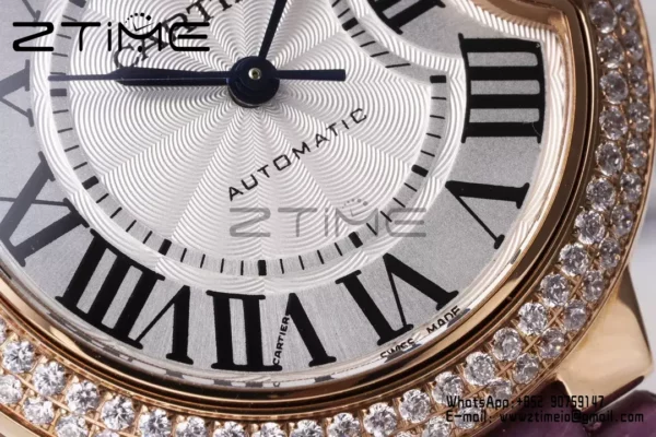CARTIER Ballon Bleu 33mm RG AF 1:1 Best Edition Silver Dial Diamonds Bezel SEIKO NH05A - Super Clone Watch | 1:1 Best Version
