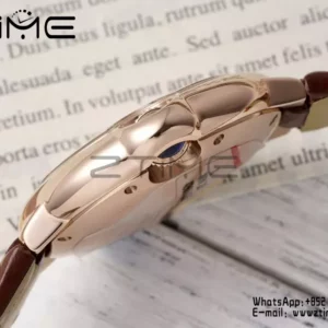 CARTIER Ballon Bleu 33mm RG AF 1:1 Best Edition Ασημί καντράν σε καφέ δερμάτινο λουράκι SEIKO NH05A - Super Clone Watch | 1:1 Best Version