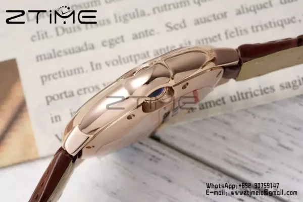 CARTIER Ballon Bleu 33mm RG AF 1:1 Best Edition Ασημί καντράν σε καφέ δερμάτινο λουράκι SEIKO NH05A - Super Clone Watch | 1:1 Best Version
