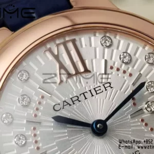 CARTIER Ballon Bleu 33mm RG AF 1:1 Best Edition Silver Textured Diamonds Dial  SEIKO NH05A - Super Clone Watch | 1:1 Best Version