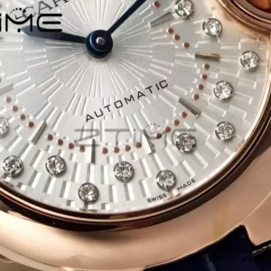 CARTIER Ballon Bleu 33mm RG AF 1:1 Best Edition Silver Textured Diamonds Dial  SEIKO NH05A - Super Clone Watch | 1:1 Best Version