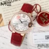 CARTIER Ballon Bleu 33mm RG AF 1:1 Best Edition Silver Textured Diamonds Dial on Red Leather Strap SEIKO NH05A - Super Clone Watch | 1:1 Best Version