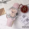 CARTIER Ballon Bleu 33mm SS AF 1:1 Best Edition Pink Dial on Pink Leather Strap SEIKO NH05A - Super Clone Watch | 1:1 Best Version