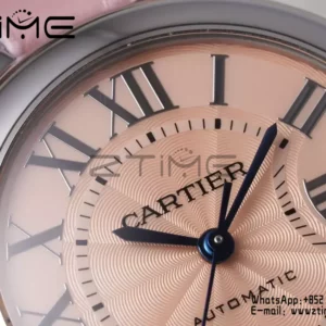 CARTIER Ballon Bleu 33mm SS AF 1:1 Best Edition Pink Dial on Pink Leather Strap SEIKO NH05A - Super Clone Watch | 1:1 Best Version