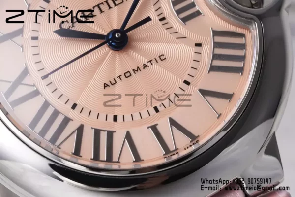CARTIER Ballon Bleu 33mm SS AF 1:1 Best Edition Pink Dial on Pink Leather Strap SEIKO NH05A - Super Clone Watch | 1:1 Best Version