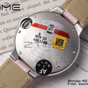 CARTIER Ballon Bleu 33mm SS AF 1:1 Best Edition Pink Dial on Pink Leather Strap SEIKO NH05A - Super Clone Watch | 1:1 Best Version