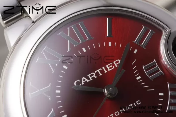 CARTIER Ballon Bleu 33mm SS AF 1:1 Best Edition Red Dial on SS Bracelet SEIKO NH05A - Super Clone Watch | 1:1 Best Version