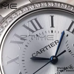 CARTIER Ballon Bleu 33mm SS AF 1:1 Best Edition Silver Dial Diamonds Bezel on SS Bracelet SEIKO NH05A - Super Clone Watch | 1:1 Best Version