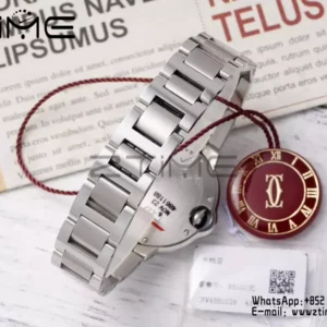 CARTIER Ballon Bleu 33mm SS AF 1:1 Best Edition Silver Dial Diamonds Bezel on SS Bracelet SEIKO NH05A - Super Clone Watch | 1:1 Best Version