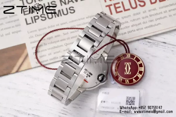 CARTIER Ballon Bleu 33mm SS AF 1:1 Best Edition Silver Dial Diamonds Bezel on SS Bracelet SEIKO NH05A - Super Clone Watch | 1:1 Best Version