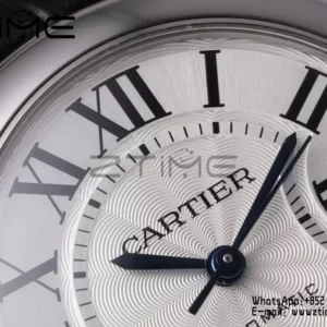 CARTIER Ballon Bleu 33mm SS AF 1:1 Best Edition Silver Dial on Black Leather Strap SEIKO NH05A - Super Clone Watch | 1:1 Best Version