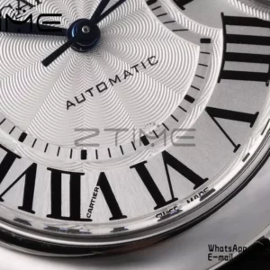 CARTIER Ballon Bleu 33mm SS AF 1:1 Best Edition Silver Dial on Black Leather Strap SEIKO NH05A - Super Clone Watch | 1:1 Best Version