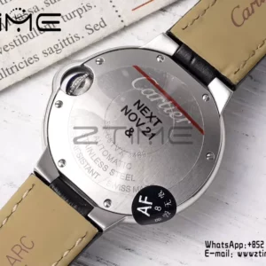 CARTIER Ballon Bleu 33mm SS AF 1:1 Best Edition Silver Dial on Black Leather Strap SEIKO NH05A - Super Clone Watch | 1:1 Best Version