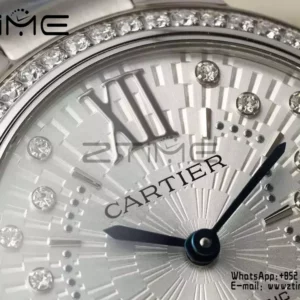 CARTIER Ballon Bleu 33mm SS AF 1:1 Best Edition Silver Textured Diamonds Dial on SS Bracelet SEIKO NH05A - Super Clone Watch | 1:1 Best Version