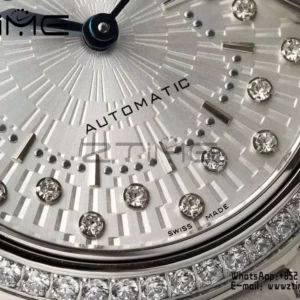 CARTIER Ballon Bleu 33mm SS AF 1:1 Best Edition Silver Textured Diamonds Dial on SS Bracelet SEIKO NH05A - Super Clone Watch | 1:1 Best Version