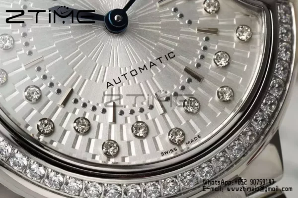 CARTIER Ballon Bleu 33mm SS AF 1:1 Best Edition Silver Textured Diamonds Dial on SS Bracelet SEIKO NH05A - Super Clone Watch | 1:1 Best Version