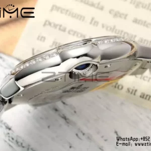CARTIER Ballon Bleu 33mm SS AF 1:1 Best Edition Silver Textured Diamonds Dial on SS Bracelet SEIKO NH05A - Super Clone Watch | 1:1 Best Version