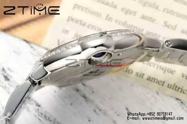 CARTIER Ballon Bleu 33mm SS AF 1:1 Best Edition Silver Textured Diamonds Dial on SS Bracelet SEIKO NH05A - Super Clone Watch | 1:1 Best Version