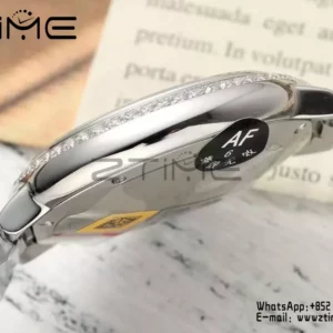 CARTIER Ballon Bleu 33mm SS AF 1:1 Best Edition Silver Textured Diamonds Dial on SS Bracelet SEIKO NH05A - Super Clone Watch | 1:1 Best Version
