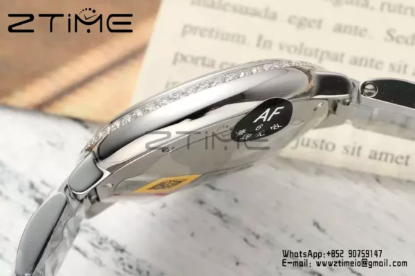 CARTIER Ballon Bleu 33mm SS AF 1:1 Best Edition Silver Textured Diamonds Dial on SS Bracelet SEIKO NH05A - Super Clone Watch | 1:1 Best Version