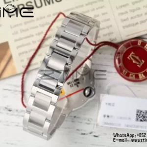 CARTIER Ballon Bleu 33mm SS AF 1:1 Best Edition Silver Textured Diamonds Dial on SS Bracelet SEIKO NH05A - Super Clone Watch | 1:1 Best Version