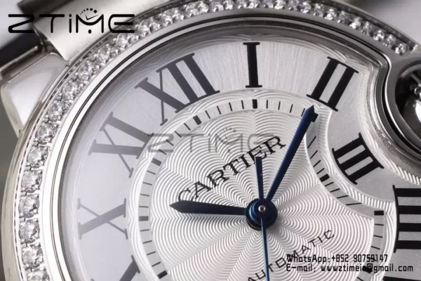 CARTIER Ballon Bleu 33mm SS AF 1:1 Best Edition White Dial Diamonds Bezel on SS Bracelet SEIKO NH05A - Super Clone Watch | 1:1 Best Version