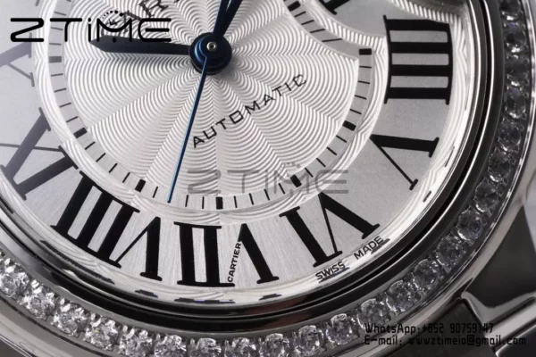 CARTIER Ballon Bleu 33mm SS AF 1:1 Best Edition White Dial Diamonds Bezel on SS Bracelet SEIKO NH05A - Super Clone Watch | 1:1 Best Version