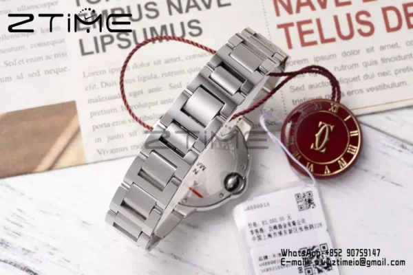 CARTIER Ballon Bleu 33mm SS AF 1:1 Best Edition White Dial Diamonds Bezel on SS Bracelet SEIKO NH05A - Super Clone Watch | 1:1 Best Version