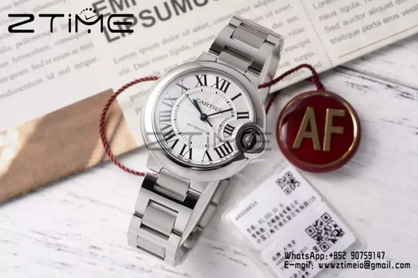 CARTIER Ballon Bleu 33mm SS AF 1:1 Best Edition White Dial on SS Bracelet SEIKO NH05A - Super Clone Watch | 1:1 Best Version