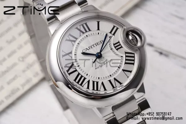 CARTIER Ballon Bleu 33mm SS AF 1:1 Best Edition White Dial on SS Bracelet SEIKO NH05A - Super Clone Watch | 1:1 Best Version