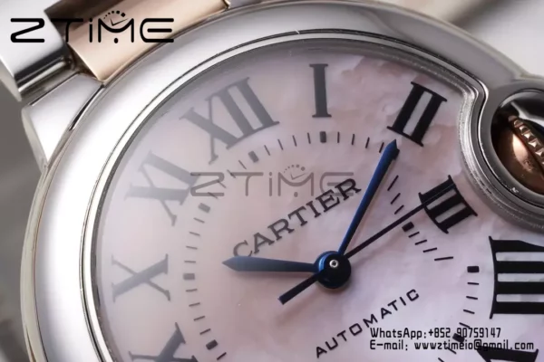 CARTIER Ballon Bleu 33mm SS/RG AF 1:1 Best Edition Pink MOP Dial on SS/RG rannekoru SEIKO NH05A - Super Clone Watch | 1:1 Paras versio