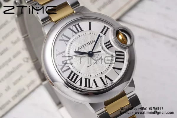 CARTIER Ballon Bleu 33mm SS/YG AF 1:1 Best Edition Silver Dial on SS/YG Bracelet SEIKO NH05A - Super Clone Watch | 1:1 Best Version