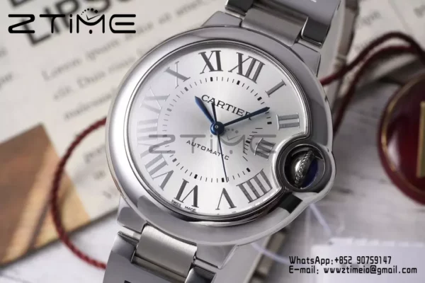 CARTIER Ballon Bleu WSBB0068 33mm SS AF 1:1 Best Edition Silver Dial on SS Bracelet SEIKO NH05A - Super Clone Watch | 1:1 Best Version