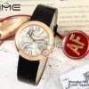 Cartier Ballon Blanc 30mm RG WGBL0005 AF 1:1 Best Edition Silver Dial on Black Fabric Strap - Super Clone Watch | 1:1 Best Version