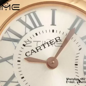 Cartier Ballon Blanc 30mm RG WGBL0005 AF 1:1 Best Edition Silver Dial σε μαύρο υφασμάτινο λουράκι - Super Clone Watch | 1:1 Best Version