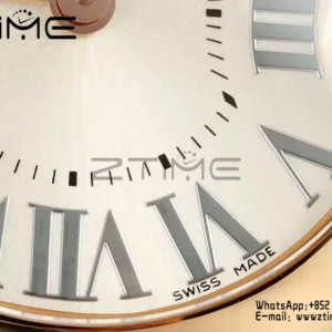 Cartier Ballon Blanc 30mm RG WGBL0005 AF 1:1 Best Edition Silver Dial σε μαύρο υφασμάτινο λουράκι - Super Clone Watch | 1:1 Best Version