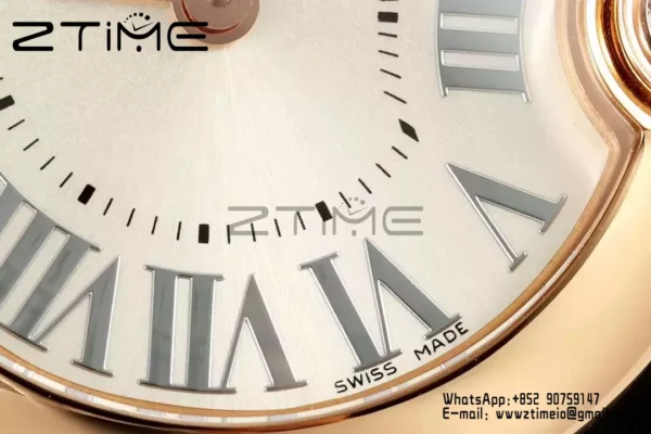 Cartier Ballon Blanc 30mm RG WGBL0005 AF 1:1 Best Edition Silver Dial σε μαύρο υφασμάτινο λουράκι - Super Clone Watch | 1:1 Best Version
