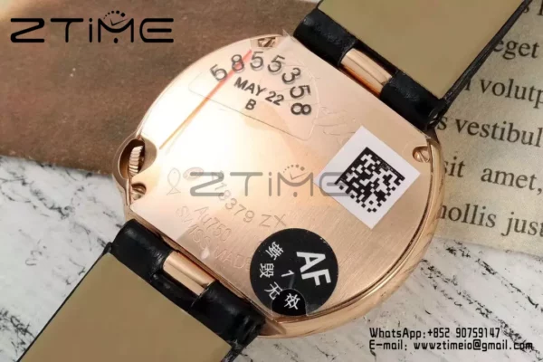 Cartier Ballon Blanc 30mm RG WGBL0005 AF 1:1 Best Edition Silver Dial σε μαύρο υφασμάτινο λουράκι - Super Clone Watch | 1:1 Best Version