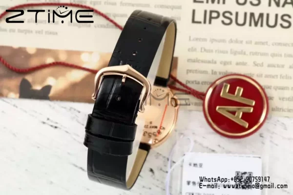 Cartier Ballon Blanc 30mm RG WGBL0005 AF 1:1 Best Edition Silver Dial σε μαύρο υφασμάτινο λουράκι - Super Clone Watch | 1:1 Best Version