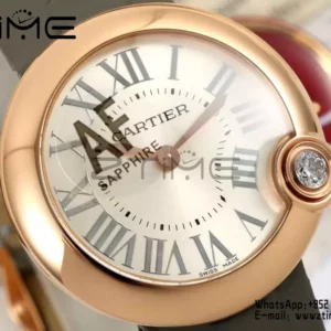 Cartier Ballon Blanc 30mm RG WGBL0005 AF 1:1 Best Edition Silver Dial on Gray Fabric Strap - Super Clone Watch | 1:1 Best Version