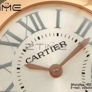 Cartier Ballon Blanc 30mm RG WGBL0005 AF 1:1 Best Edition Silver Dial on Gray Fabric Strap - Super Clone Watch | 1:1 Best Version